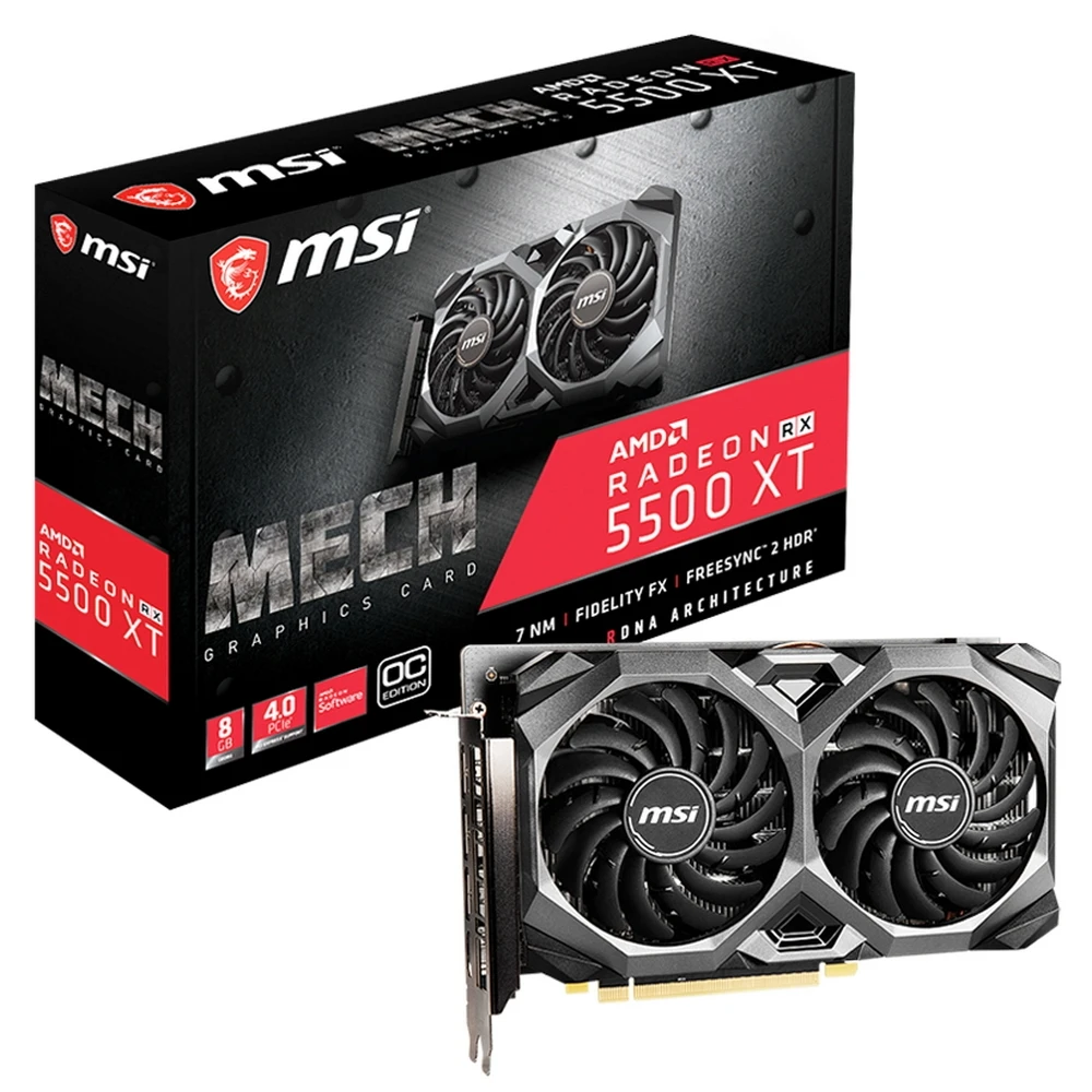 Видеокарта MSI Mech AMD Radeon RX 5500XT 1845MHz 8192MB 14000MHz 128 bit RTL [RX 5500 XT MECH 8G OC] | Компьютеры и офис