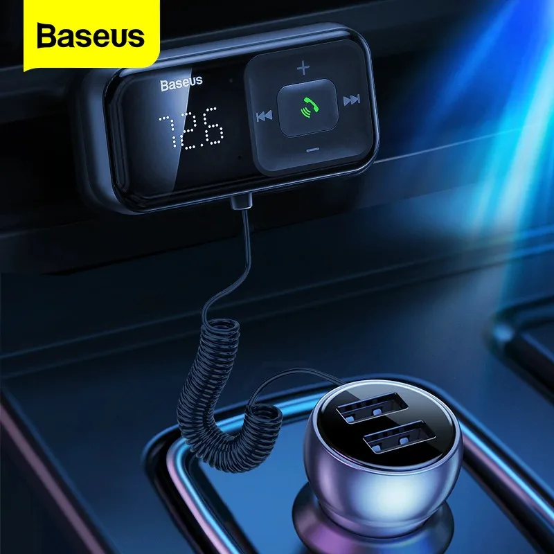 Baseus FM модулятор передатчик Bluetooth 5 0 радио 3.1A зарядных порта USB для автомобиля