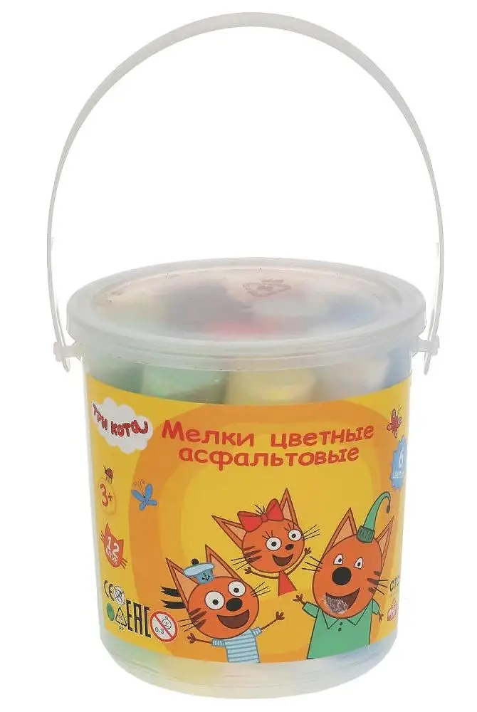 Мелки цветные асфальтовые для творчества Три Кота 12 шт (6 цв) в ведре MultiArt MELBUCKET12-TC |