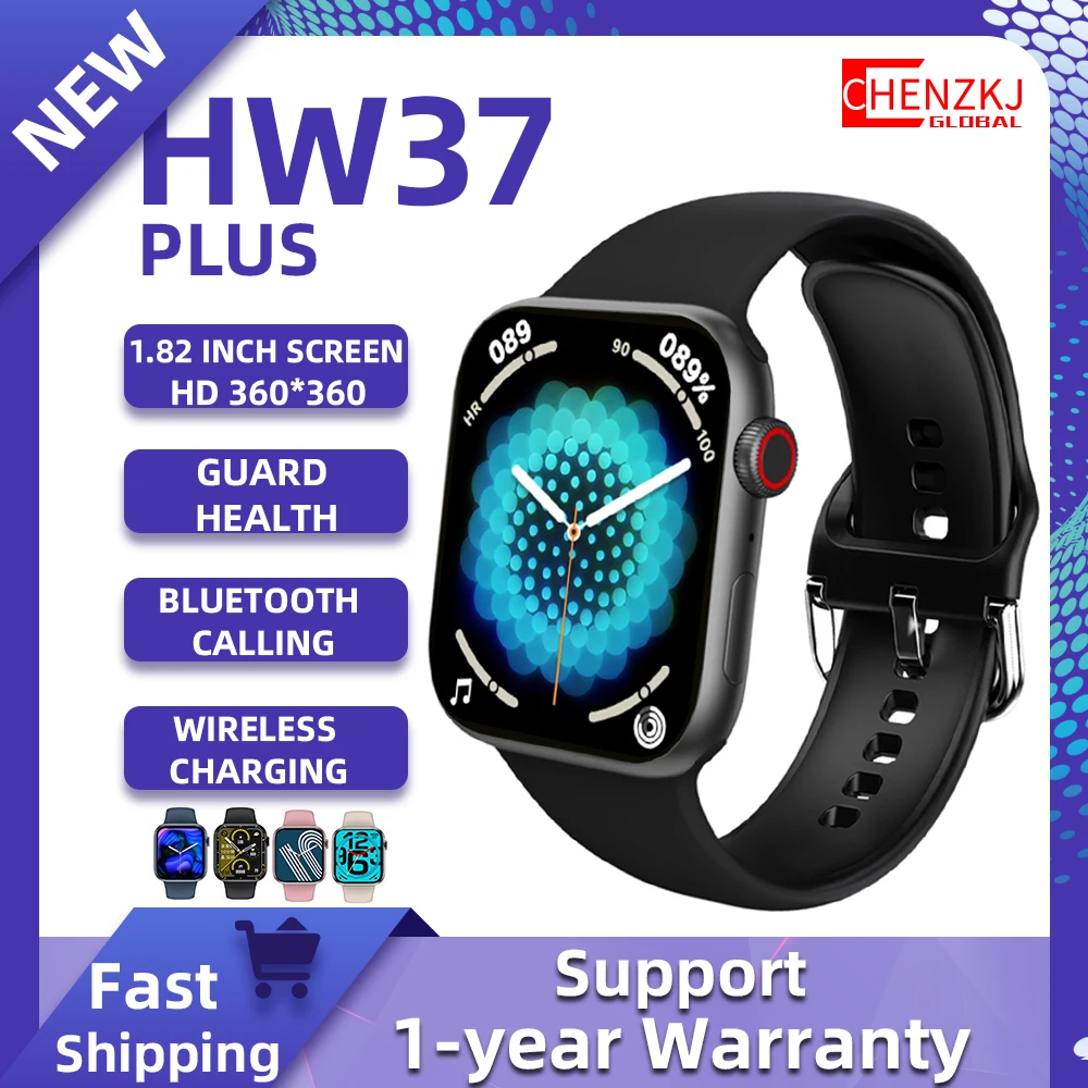

Smart Watch Original HW37 Plus Men Women HD1.82" NFC Sport Fitness Blood Pressure Voice Assistant SmartWatch PK IWO13 P8 W37 Pro