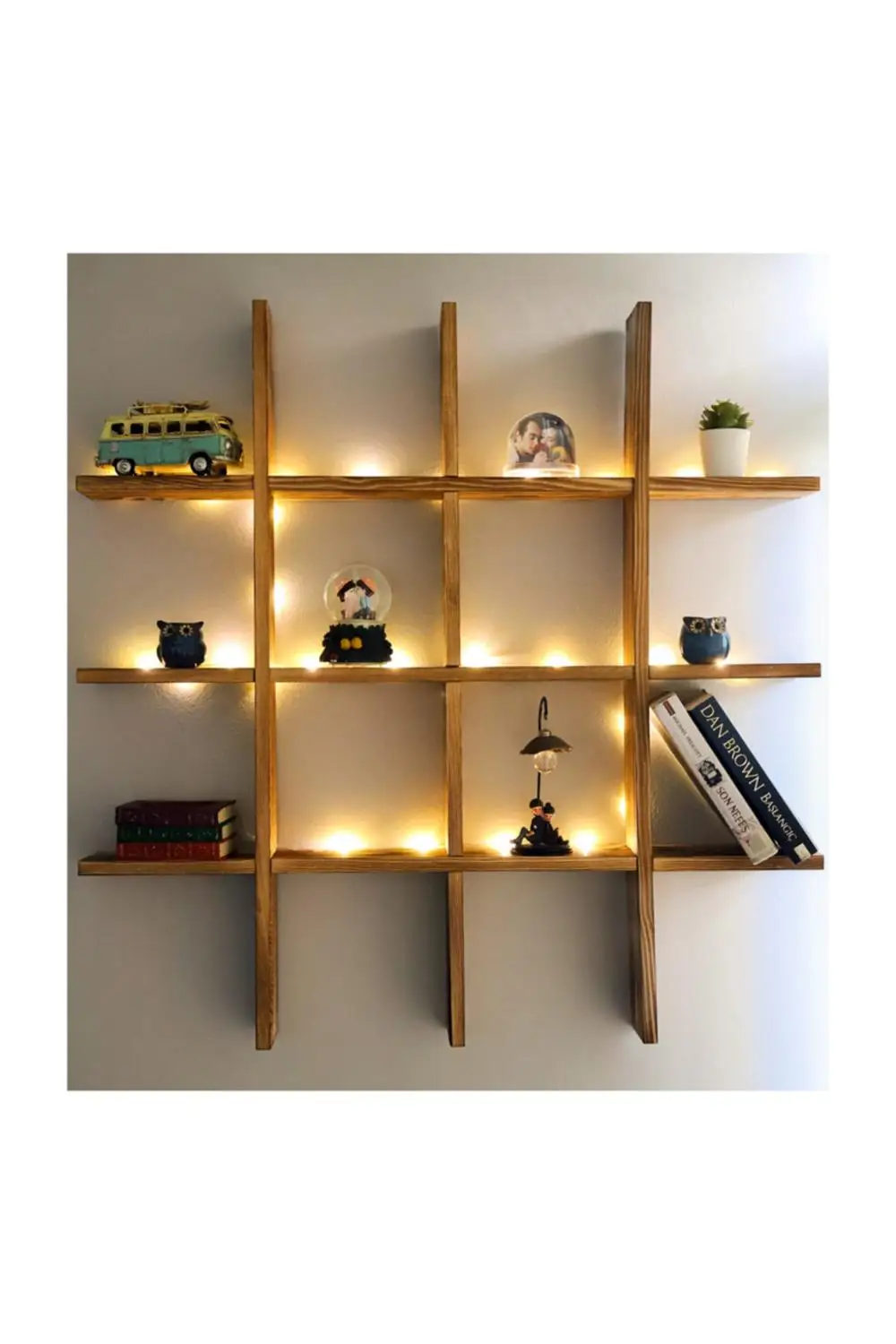 

Wooden Lighted Modern Bookcase,Decorative Multiple Wall Rack ,Study
