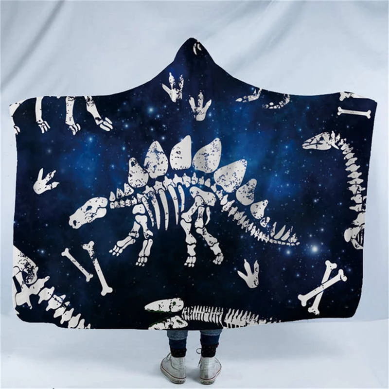 Динозавр Дракон печатная плюша на меху с капюшоном и застежкой Одеяло для