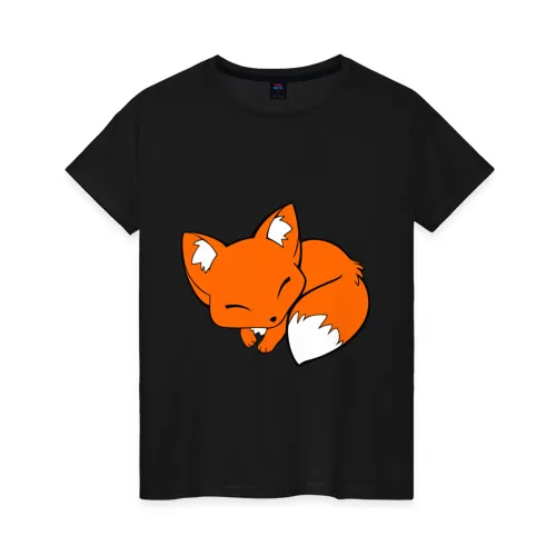 Женская футболка хлопок Спящий лисёнок|Футболки| |