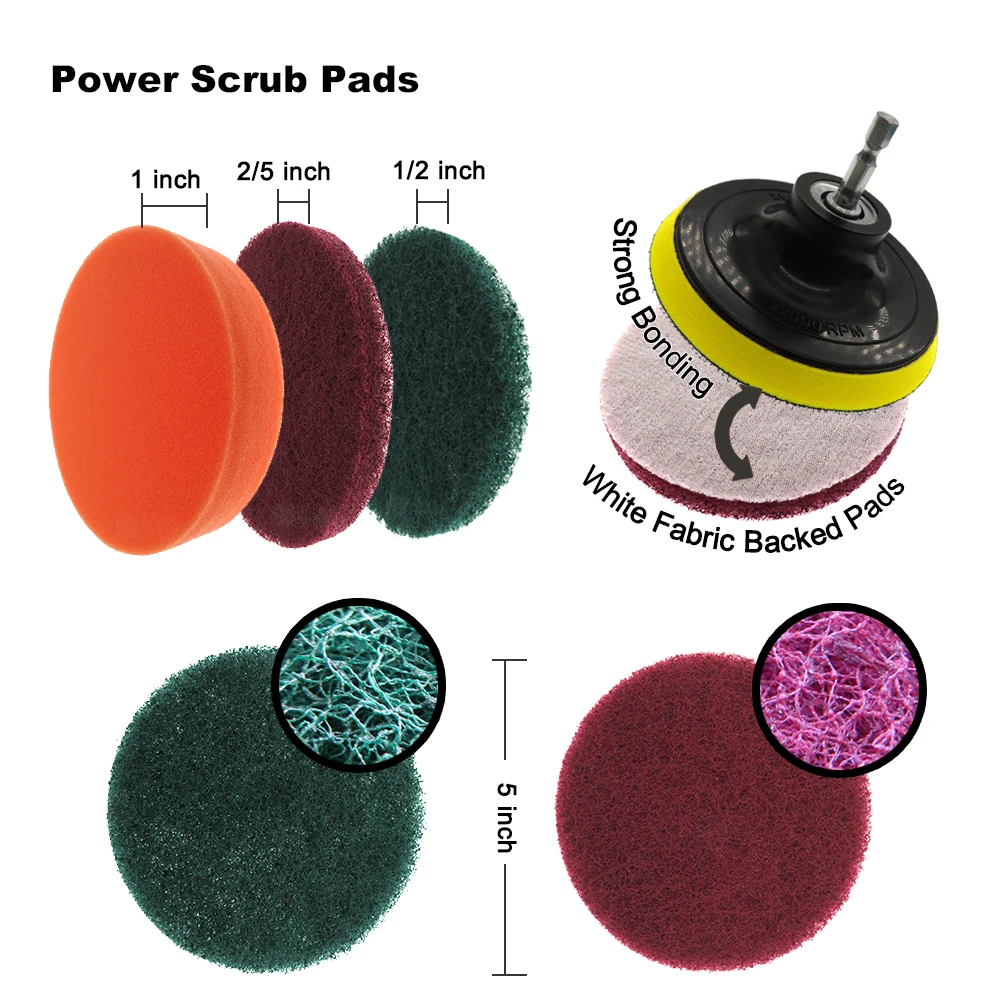 10pcs power cleaning scrubber nylons brush attachment kit with extender for bathroom tub shower tile and car free global shipping