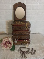 Jewelry Box with Drawers, Wooden Jewelry Organizer Chest for Women, Jewelry box mirror,mirror makeup organizer, make up mirror