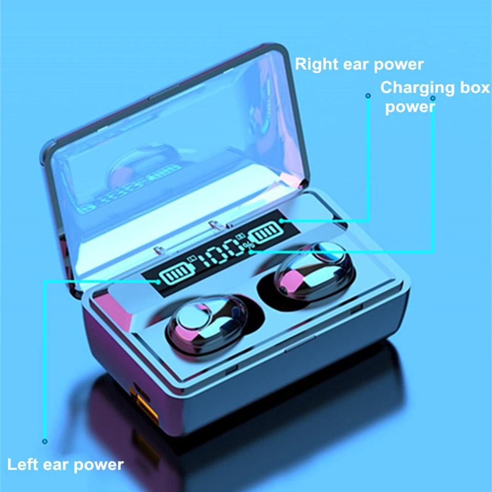 Bluetooth-наушники с зарядным футляром 2022 мА ч 9D стерео водонепроницаемые |