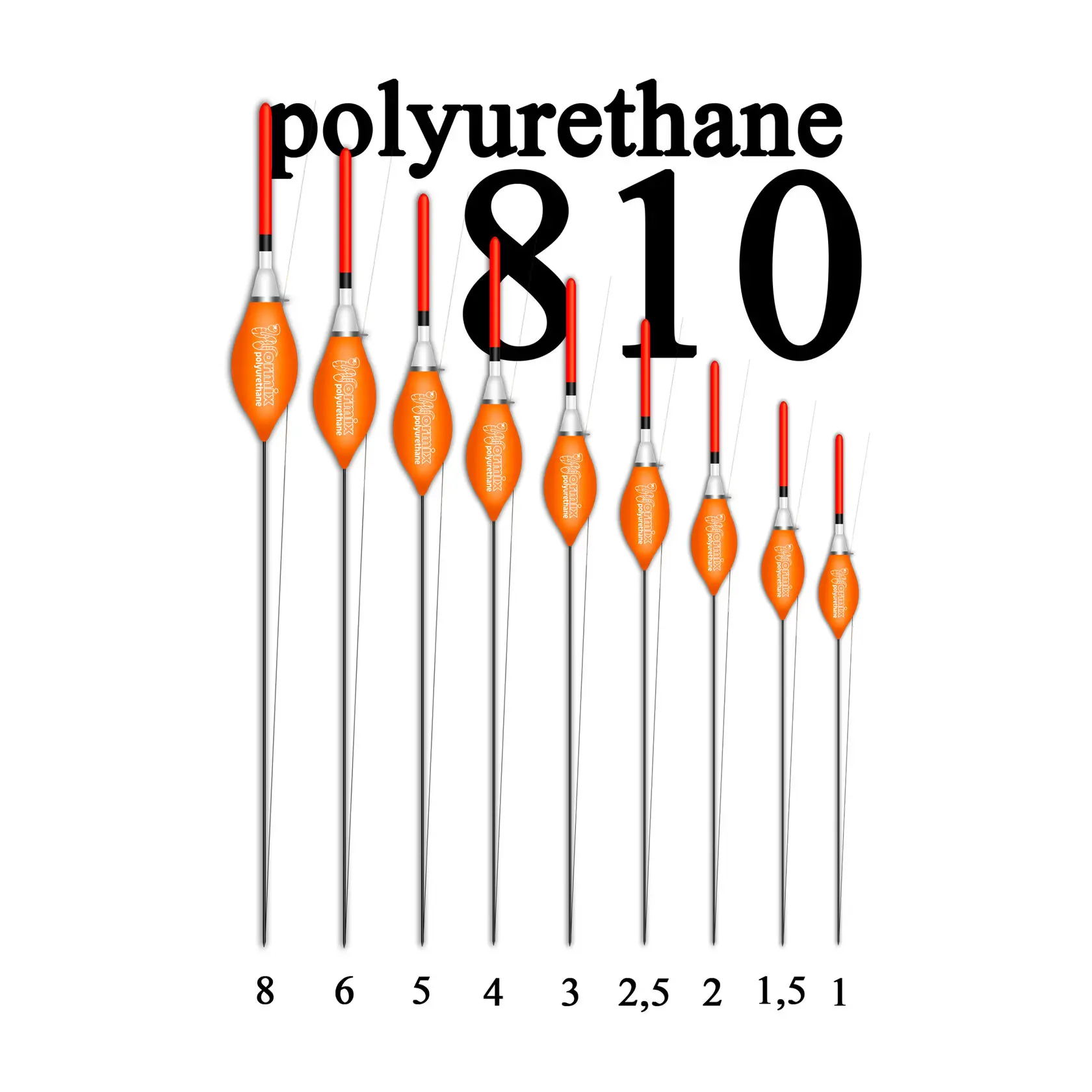Поплавок wormix для рыбалки из полиуретана 810 -1-1.5-2-2.5-3-4-5-6-8гр. набор 5 штук одного вида