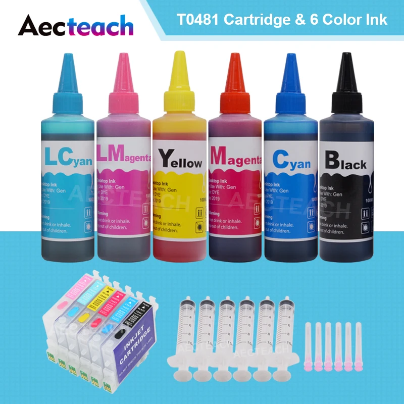 Картридж для принтера Epson Stylus Photo R200 R220 R300 R320 R340 RX500 RX60 + 6 × 100 мл | Компьютеры и офис