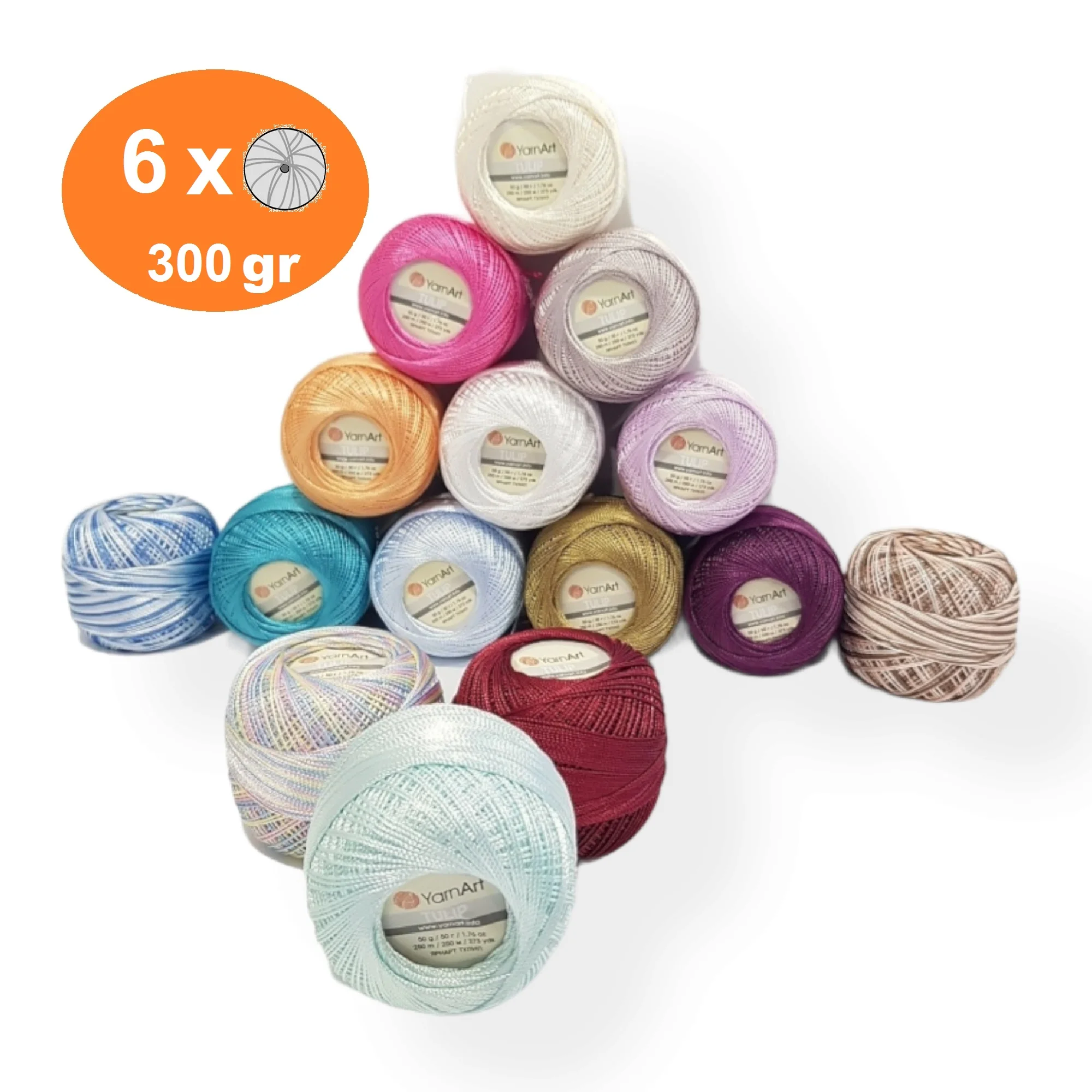

Yarnart Tulip Yarn 6x50gr-250mt %100 Microfiber Thread Hand Crochet Blouse Embroidery Lace Needlepoint Cross Stitch Bedspread