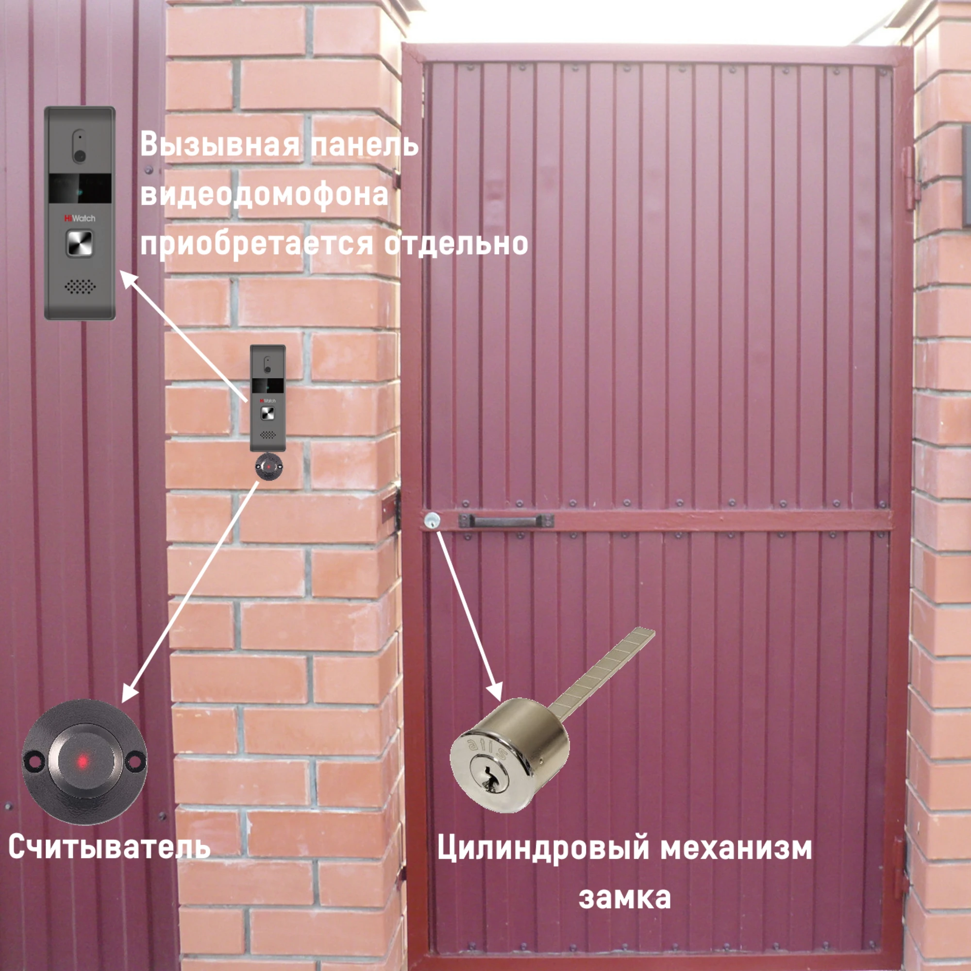 Комплект для контроля доступом калиткой дверью с электромеханическим замком и