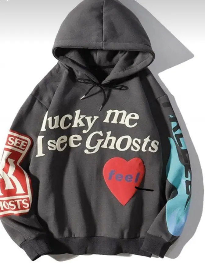 

Kanye west graffiti letter printing plus velvet sweatshirt men street hiphop