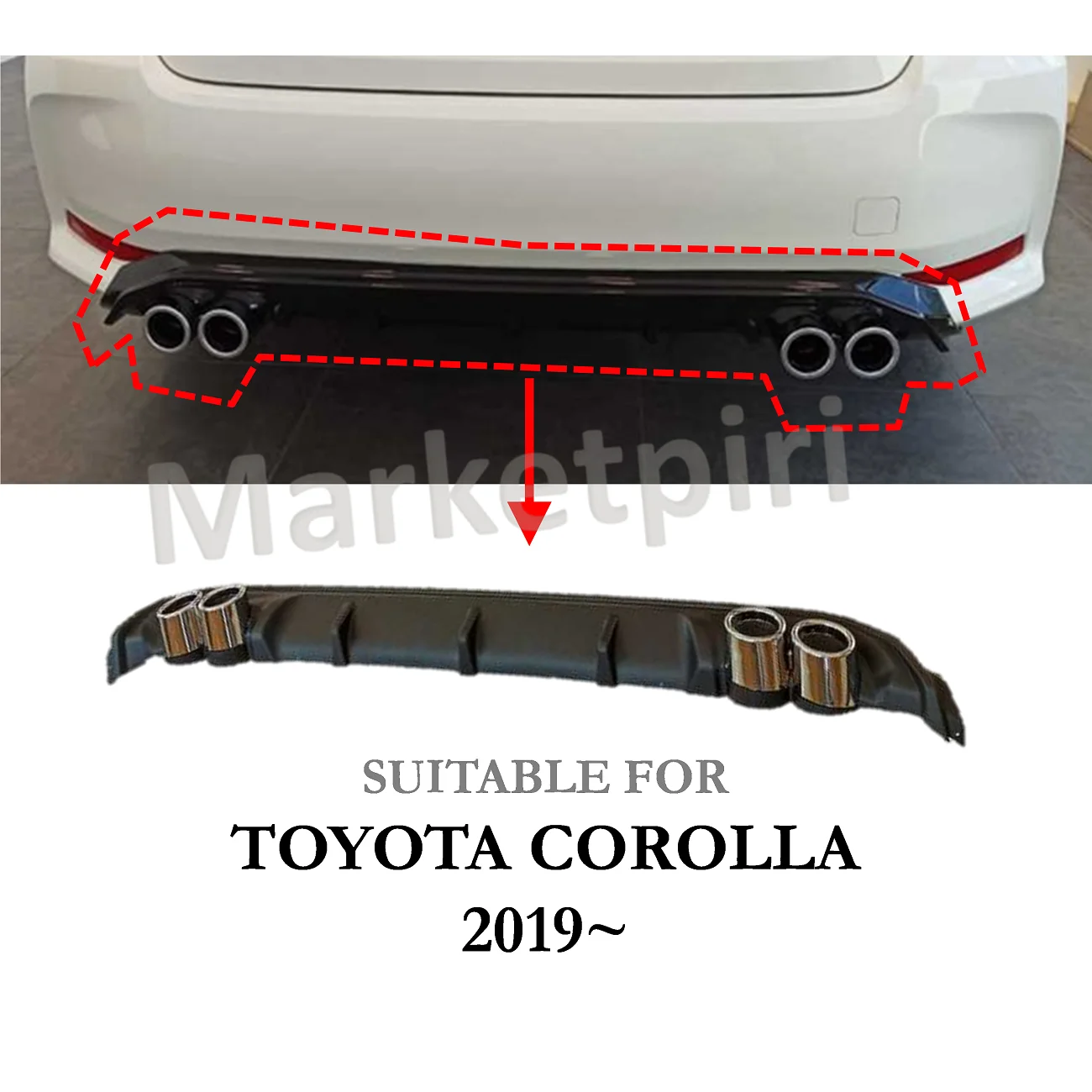 

Диффузор для Toyota Corolla 2019 ~, автомобильный аксессуар, спортивный диффузор, высококачественный вторичный рынок