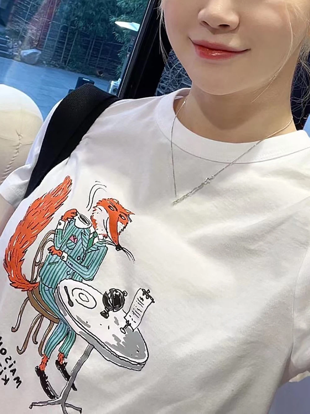 

Футболка ZESSAM в стиле унисекс с графическим принтом лисы, хлопковый Дамский пуловер с круглым вырезом, Классический Повседневный винтажный ...