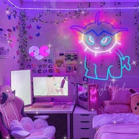 led aesthetic cute vaporeon japanese cat anime neon flex light sign home room wall decor kawaii anime bedroom decoration mural