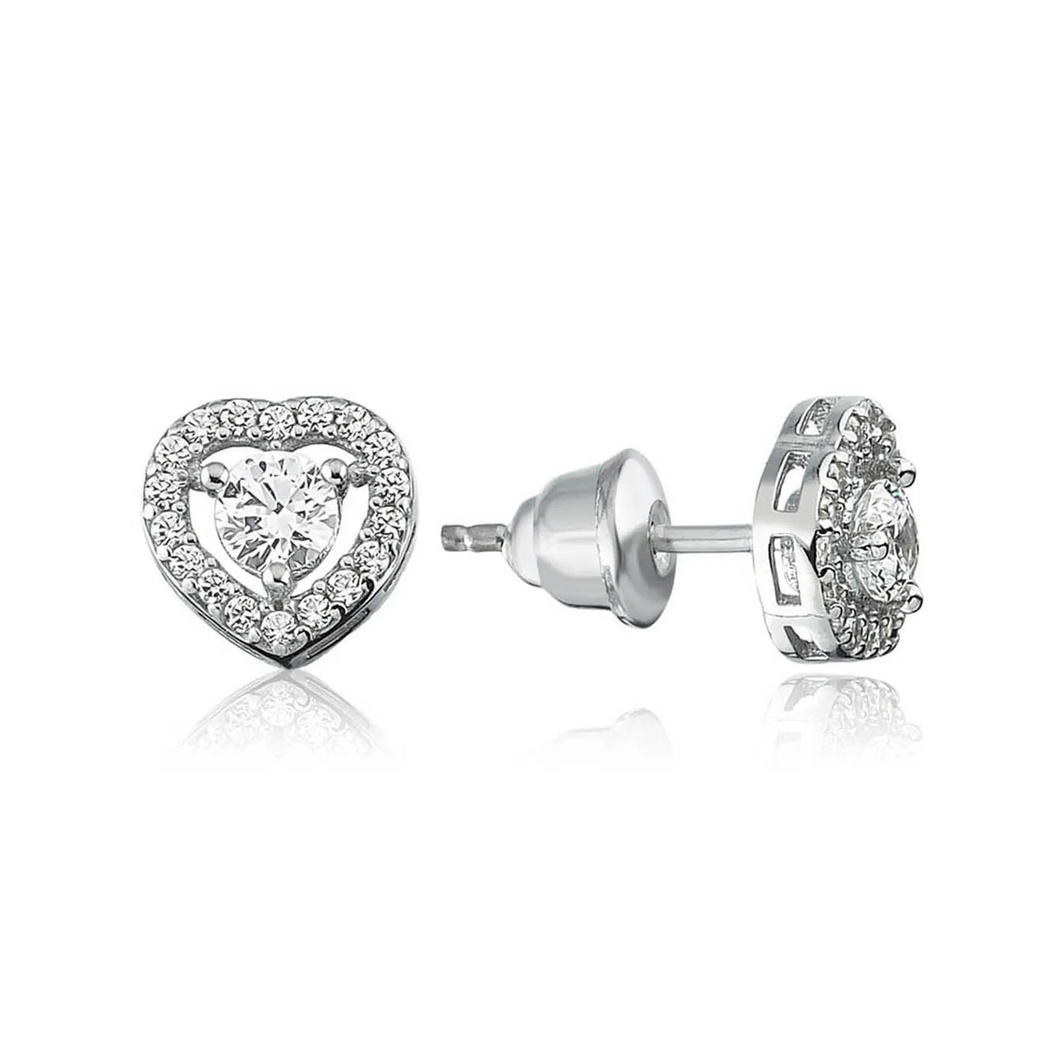 

Valori Jewels Heart, 0.33 Carat, Zirconia White Round Gemstone, Rhodium Plated, Solitaire Earrings