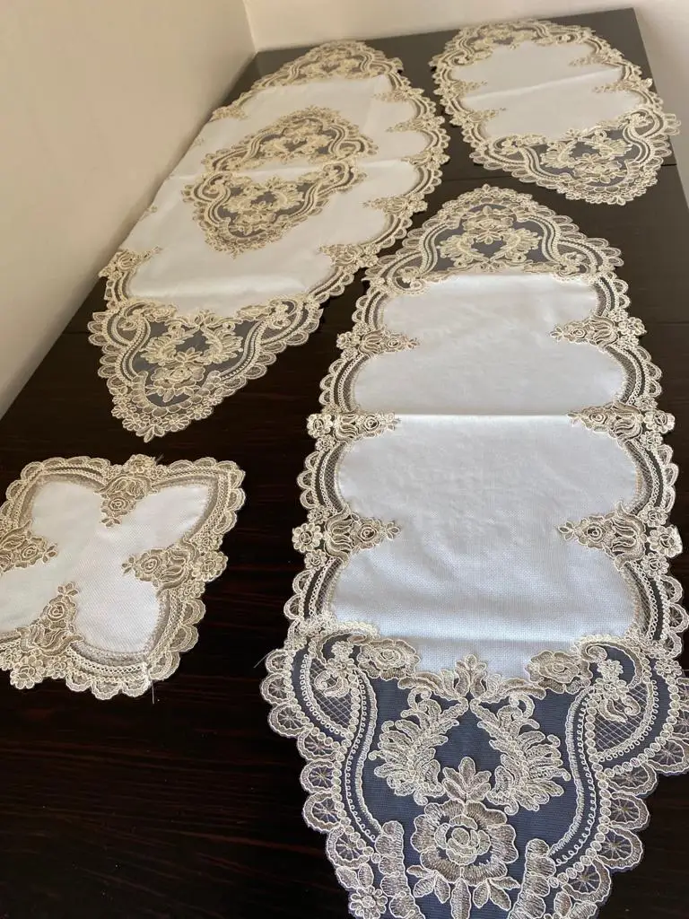 

5 Parça Salon Takımı Linen Kumaş Fransız Dantelli