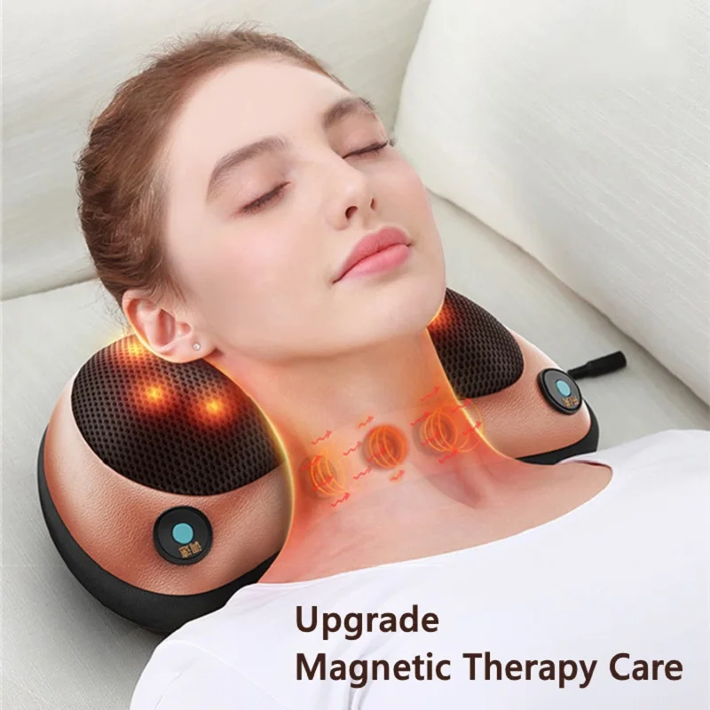 Jinkairui Electric Home Car Dual-purpose Kneading Massage Pillow Shoulder Neck Back Heating Infrared Therapy Shiatsu Relaxation |