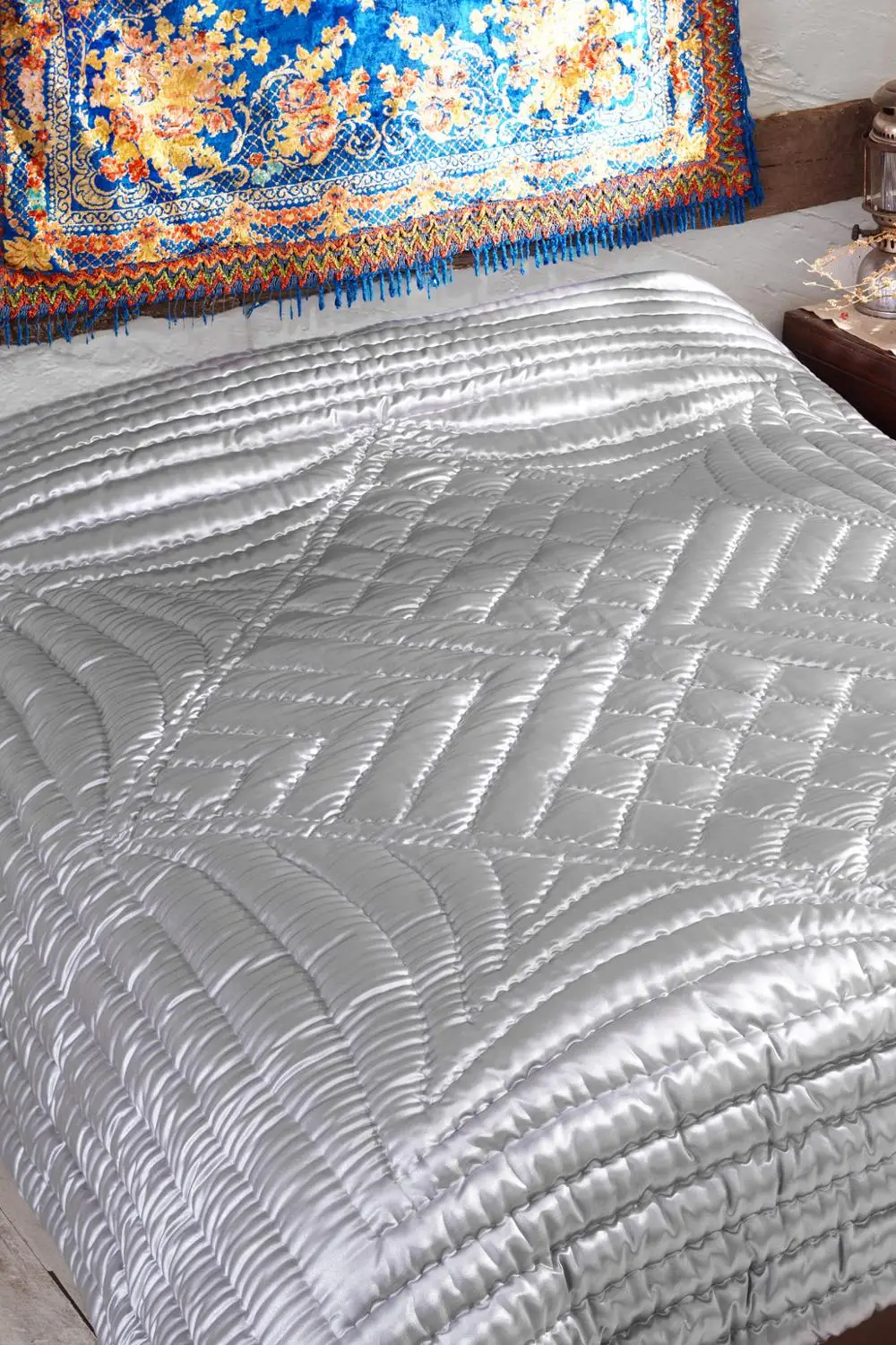 Стеганое одеяло ручной работы | Винтажное Этническое покрывало атласное вес 4700 г