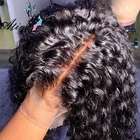 Парик из отбеленных узлов 360 HD на сетке спереди, парик из человеческих волос, парик с глубокой кудрявой сеткой спереди для женщин, черные парики из 150% бразильских волос