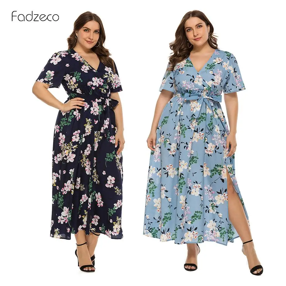 Женское длинное платье FADZECO летнее пляжное с цветочным принтом в стиле бохо
