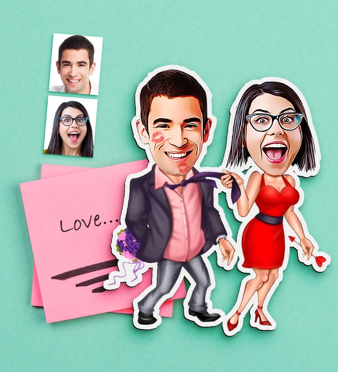 

Personalized Valentine Caricature Of Wooden Magnet-4