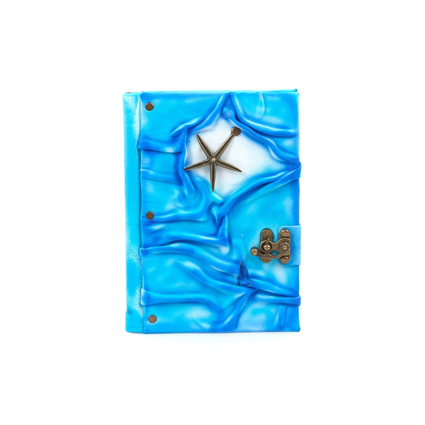 

Leather Notebook starfish figurine 20x15cm Blue Sketchbook Real Leather Men Women Diary Leather Notepad Travelers Leather Journ