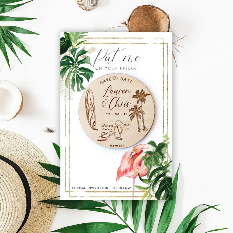 Деревянный магнит с тропическим деревом пляжные магниты персонализированной