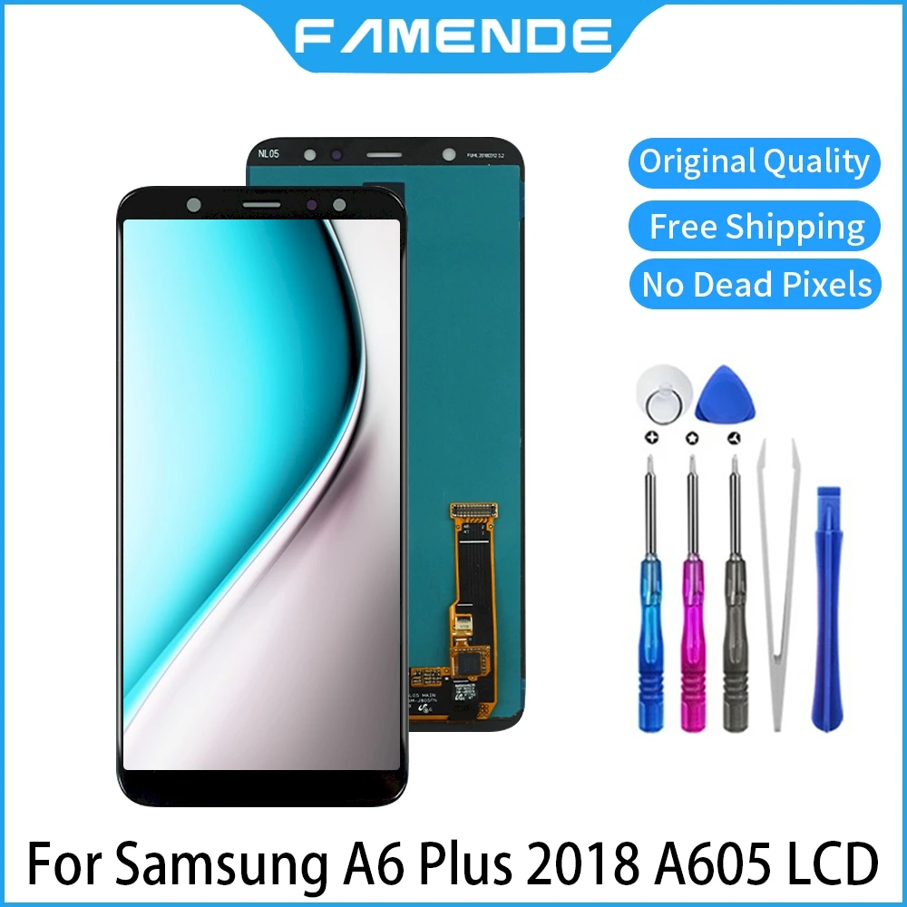 

ЖК-дисплей для Samsung Galaxy A6 Plus 2018 A605 A605F A605FN OLED ЖК-дисплей экран дигитайзер в сборе Замена