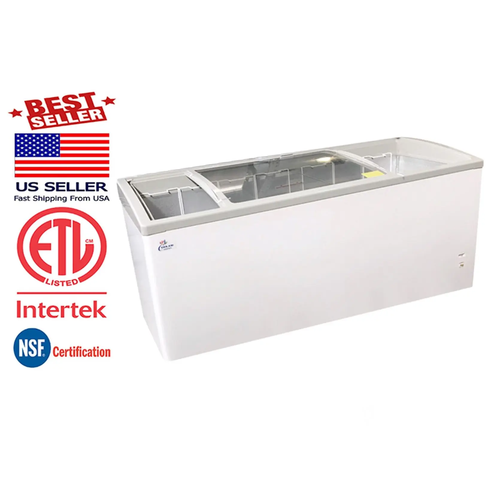 

NSF ETL NEW 72" Ice Cream Glass Dipping Freezer Chest Showcase Display Commercial 19.3 Cu. Ft SD651S