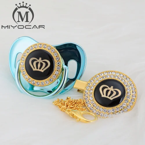 MIYOCAR, золотые, серебряные, блестящие стразы, корона, красивая, шикарная соска и соска, клипса, BPA бесплатно, пустышка, блестящая, уникальный дизайн, GCR2 - Цвет: GCR2-10  6-18M