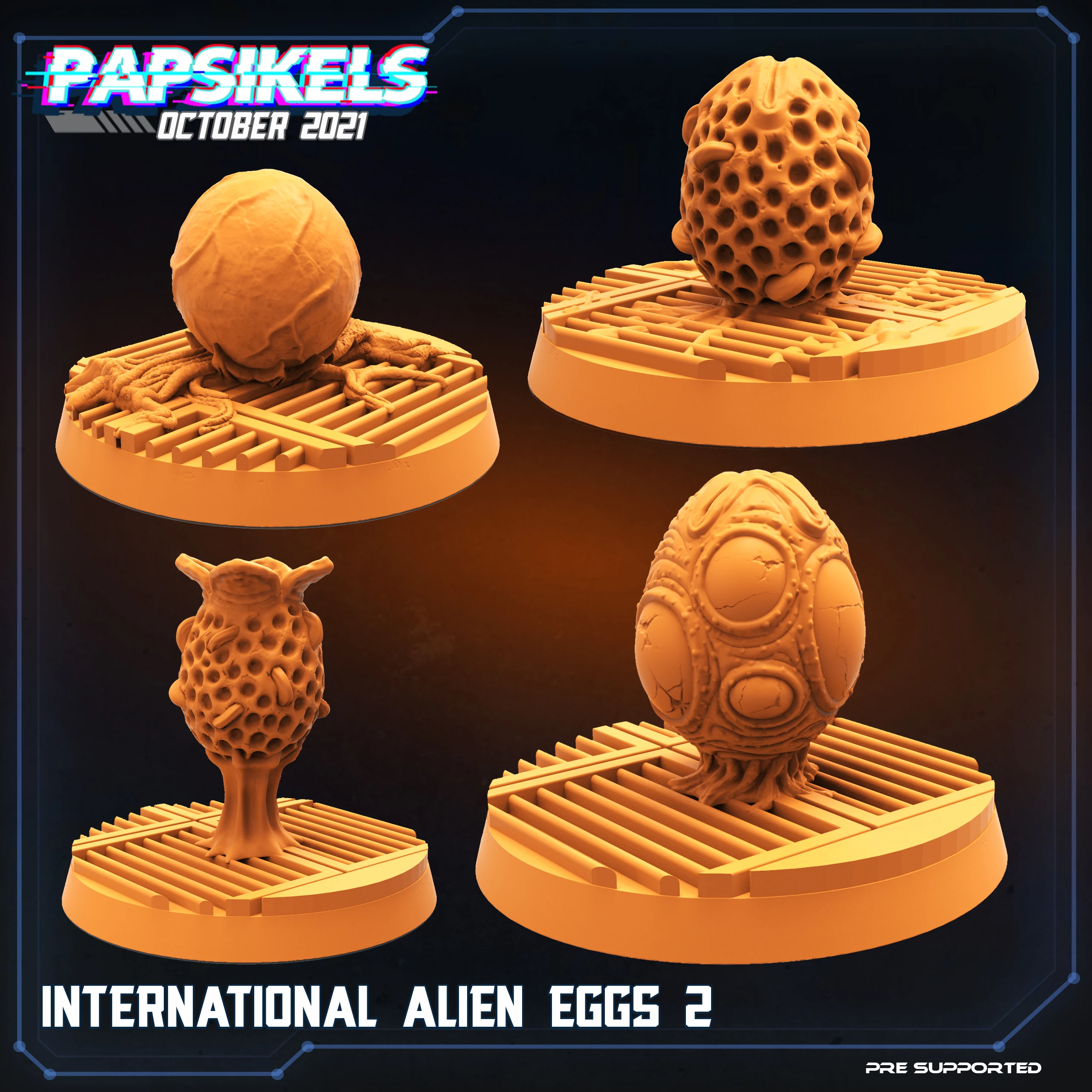 Alien eggs (set 2) | 4 Wargame miniatures