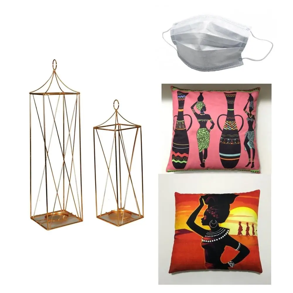 

Gold Metal Candle Holder Candlestick Flower Vase Wedding Table Party Decor Decorative Throw Pillow Cover Cushion Cover Mask Set