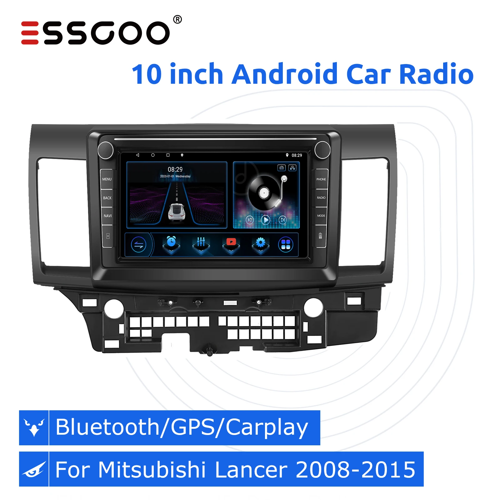 

Автомагнитола ESSGOO 2 Din Android 10 для Mitsubishi Lancer 2008-2015, Авторадио, стерео, Bluetooth, мультимедийный плеер, GPS-навигация