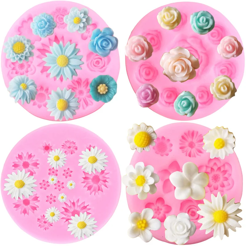 

3D искусственная Хризантема Маргаритка Плюмерия кекс Топпер помадки формы DIY Вечеринка силиконовая форма в виде цветка розы