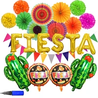 fiesta party decoration supplies with cactus avocado fiesta balloons tissue pom paper flowers triangular pennants circle pape