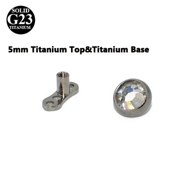 5mm Clear TopVBase 1 шт. G23 титановый CZ кристально чистый& AB драгоценный камень якорь для вшивания в кожу Топ микродермальный Якорь Пирсинг кожи Diver пирсинг ювелирные изделия для тела - Окраска металла: 5mm Clear TopVBase