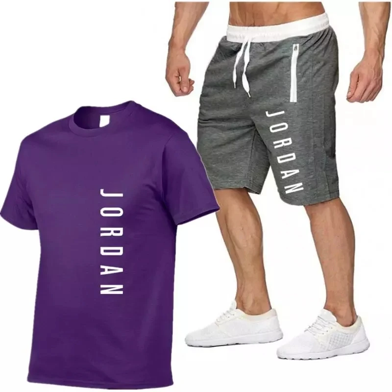 

2021 new men's short-sleeved shorts suit sports fashion style free home delivery