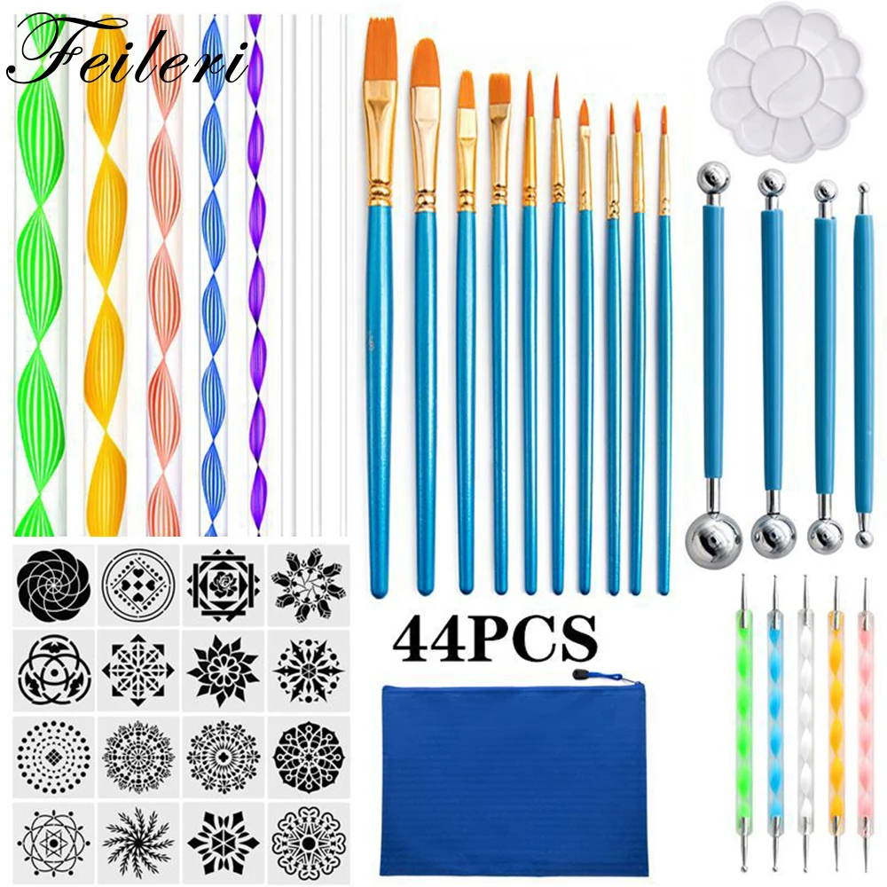 

44pcs Mandala Dotting Tools DIY Set Acrylic Rods Graffiti Embossing Dotting Kit for Painting Rocks Tools and Mandella Art