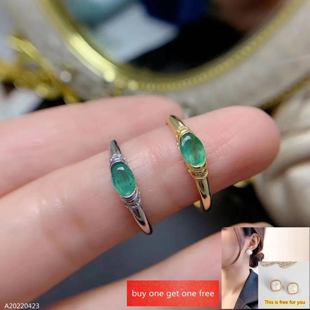 KJJEAXCMY Fine Jewelry 100% S925 Sterling Silver Natural Emerald Girl Ladies Ring New White Gold Yellow Simple Free Shipping
