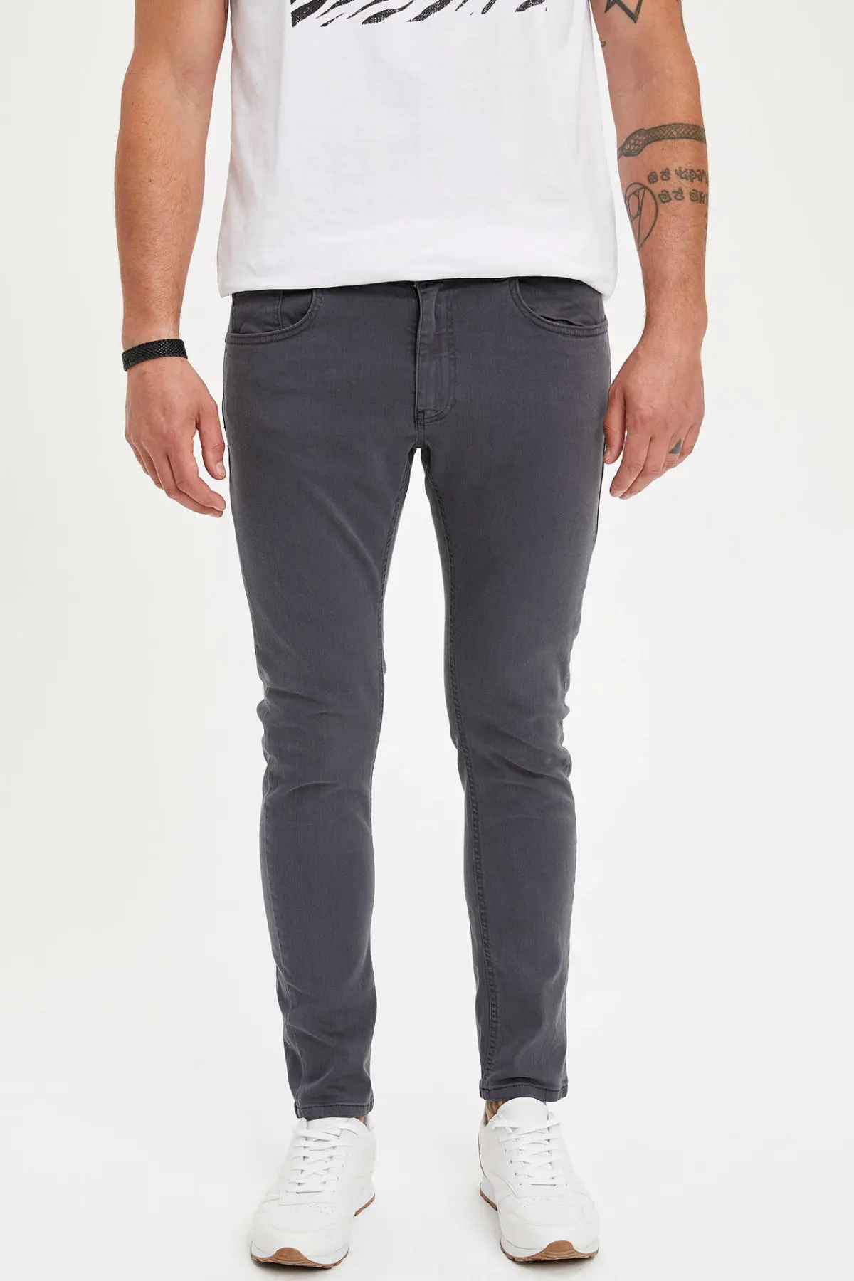 DeFacto мужские летние повседневные темно серые джинсы зауженные Мужские Trousers