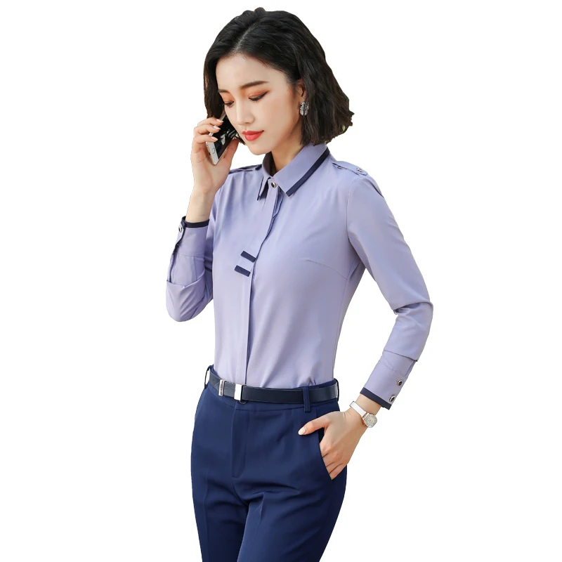 Женская рубашка с завязкой спереди Lenshin блузка контрастным рукавом одежда для