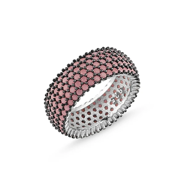 

Silver 925 Sterling Rhodium Plated 5 Must Nano Gemstone Tamtur Ring