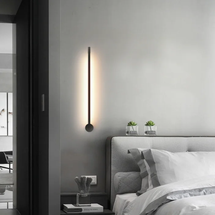

Nordic 360°Rotation Black Modern LED Linear Long Wall Light Lamp For Home Bedroom Stairs Background Lighting Decoration