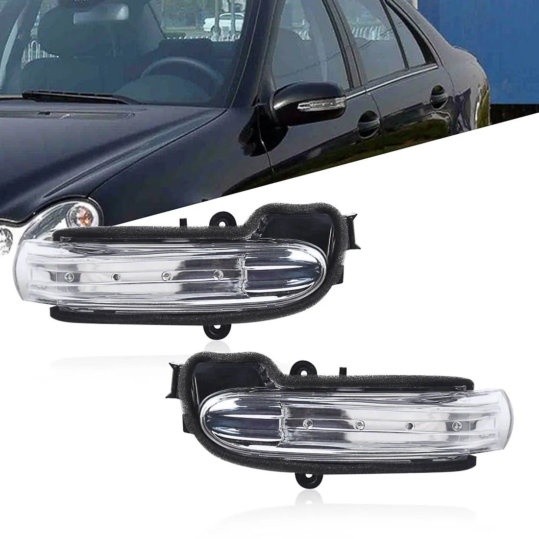 2PCS LED Rear View Mirror Turn Signal Light For Mercedes-Benz W203 2004-2007 Door Wing Rearview Rear View Mirror Lamp