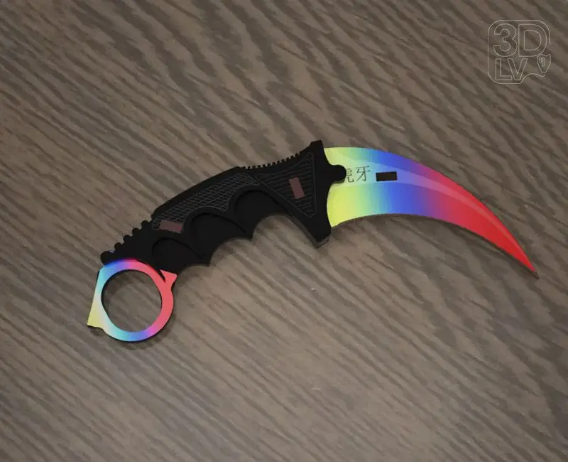 Нож karambit №3 CS:GO дерево фанера 1:1 собранный с наклейками|Образовательное