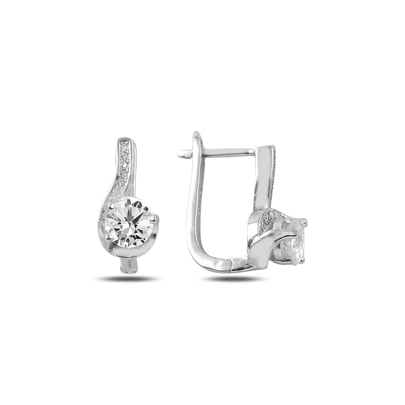 

Silver 925 Sterling 6mm Zircon Cubic Zirconia J Earrings