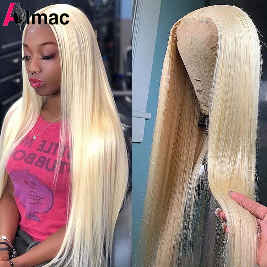 

613 Closure Wig Straight Human Hair Wigs Blonde Bob Lace Closure Wig Brazilian Hair Transparent Lace Wigs For Women Pre-Plucked