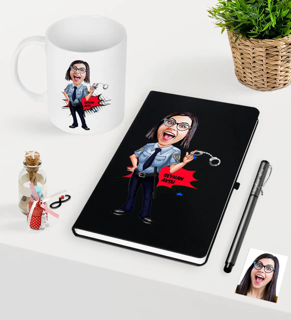 Персонализированные Женские Polis Caricature черная ручка для записной книжки кружка
