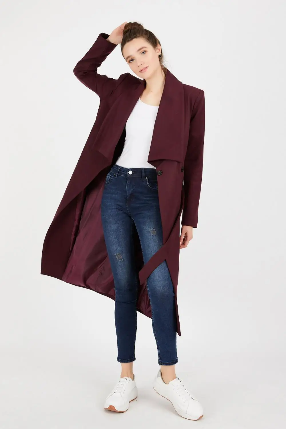 

Women's Coat Wide Collar Wool Cachet Fabric Brand Name NFree
