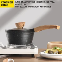 cooker king granite nonstick saucepan milk pot fondue cookware soup pan with lid bakelite handle maifan stone induction 18cm
